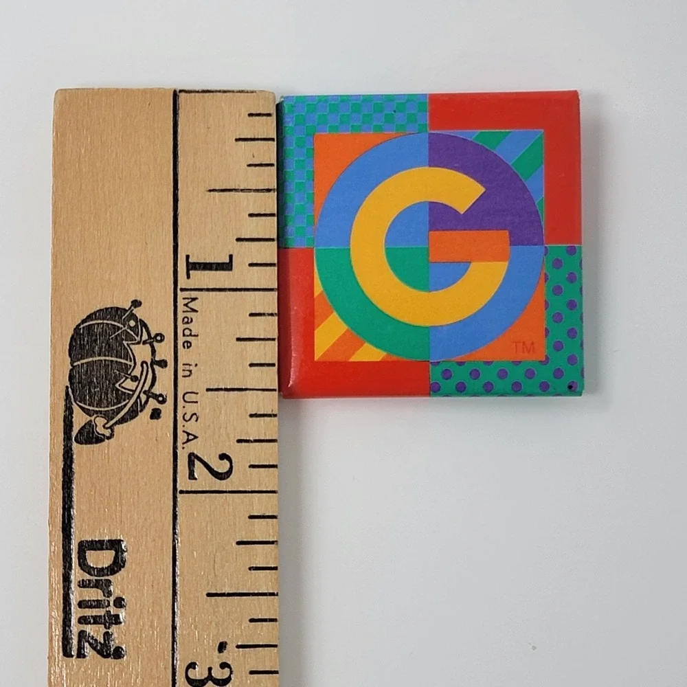 Rare! Colorful Vintage Gymboree Employee Logo Button Square Pin Kids Clothes